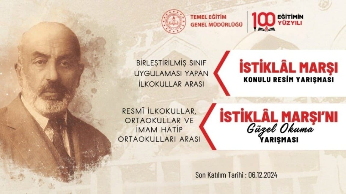 İSTİKLAL MARŞI’NI GÜZEL OKUMA YARIŞMASINDA HEM İLKOKUL HEM DE ORTAOKUL KADEMESİNDE İLÇE BİRİNCİSİ OLDUK